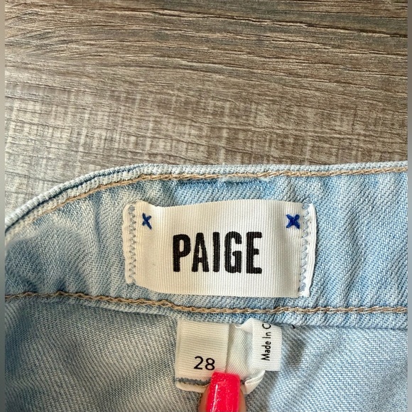 PAIGE Pleated Trouser Cuff Jeans 28 Parisun Cropped Baggy Light Wash Y2K Retro - Picture 3 of 5
